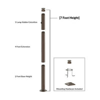 7 Foot Modular Light Pole - 2 Foot Base Height - 4 Foot Extension - 1 Lamp Holder Section  - Bronze Finish
