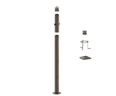 6 Foot Modular Light Pole - 5 Foot Base Height - 2 Lamp Holder Section - 1/2 Inch Threaded Hub Cap - Bronze Finish