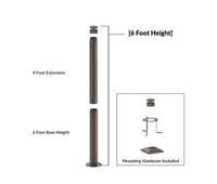 6 Foot Modular Light Pole - 2 Foot Base Height - 4 Foot  Extension - 1/2 Inch Threaded Hub Cap - Bronze Finish