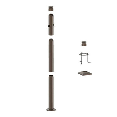 6 Foot Modular Light Pole - 2 Foot Base Height - 3 Foot Extension - 2 Lamp Holder Section  - Bronze Finish