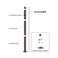 6 Foot Modular Light Pole - 2 Foot Base Height - 3 Foot Extension - 2 Lamp Holder Section  - Bronze Finish