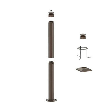5 Foot Modular Light Pole - 2 Foot Base Height - 3 Foot Extension - 1/2 Inch Threaded Hub Cap - Bronze Finish