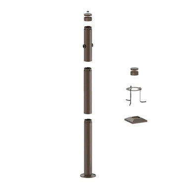 5 Foot Modular Light Pole - 2 Foot Base Height - 2 Foot Extension - 2 Lamp Holder Section - 1/2 Inch Threaded Hub Cap - Bronze Finish