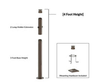 4 Foot Modular Light Pole - 3 Foot Base Height - 2 Lamp Holder Section  - Bronze Finish