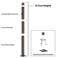 4 Foot Modular Light Pole - 2 Foot Base Height - 1 Foot Extension - 1 Lamp Holder Section  - Bronze Finish