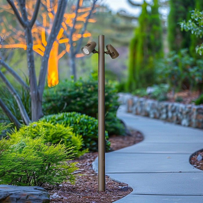 3 Foot Modular Light Pole - 2 Foot Base Height - 2 Lamp Holder Section  - Bronze Finish