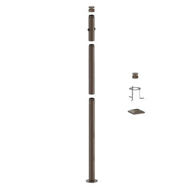 10 Foot Modular Light Pole - 5 Foot Base Height - 4 Foot Extension - 2 Lamp Holder Section  - Bronze Finish