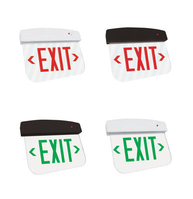 LED Edge-lit Exit Signs - Surface Mounted - 120-77V - Many Combinations of Finishes for Letters, Panel, and Housing