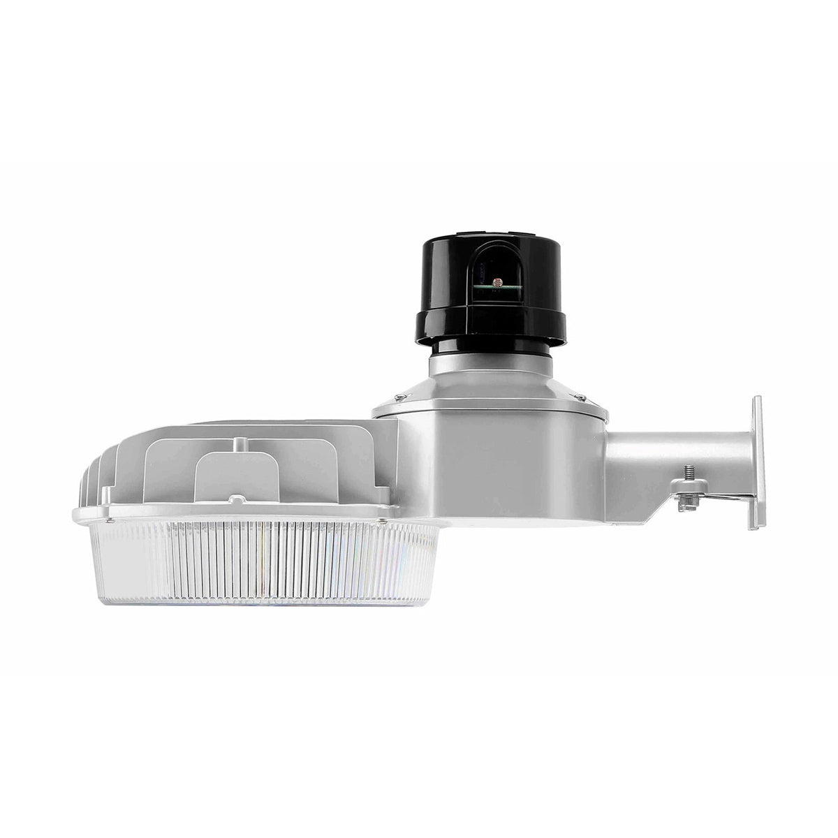 80 Watt LED Dusk To Dawn Light With Photocell - 11200 Max Lumens - Color Selectable 30K/40K/50K - 120-277V - Silver Finish - Includes Arm/Wall Mount