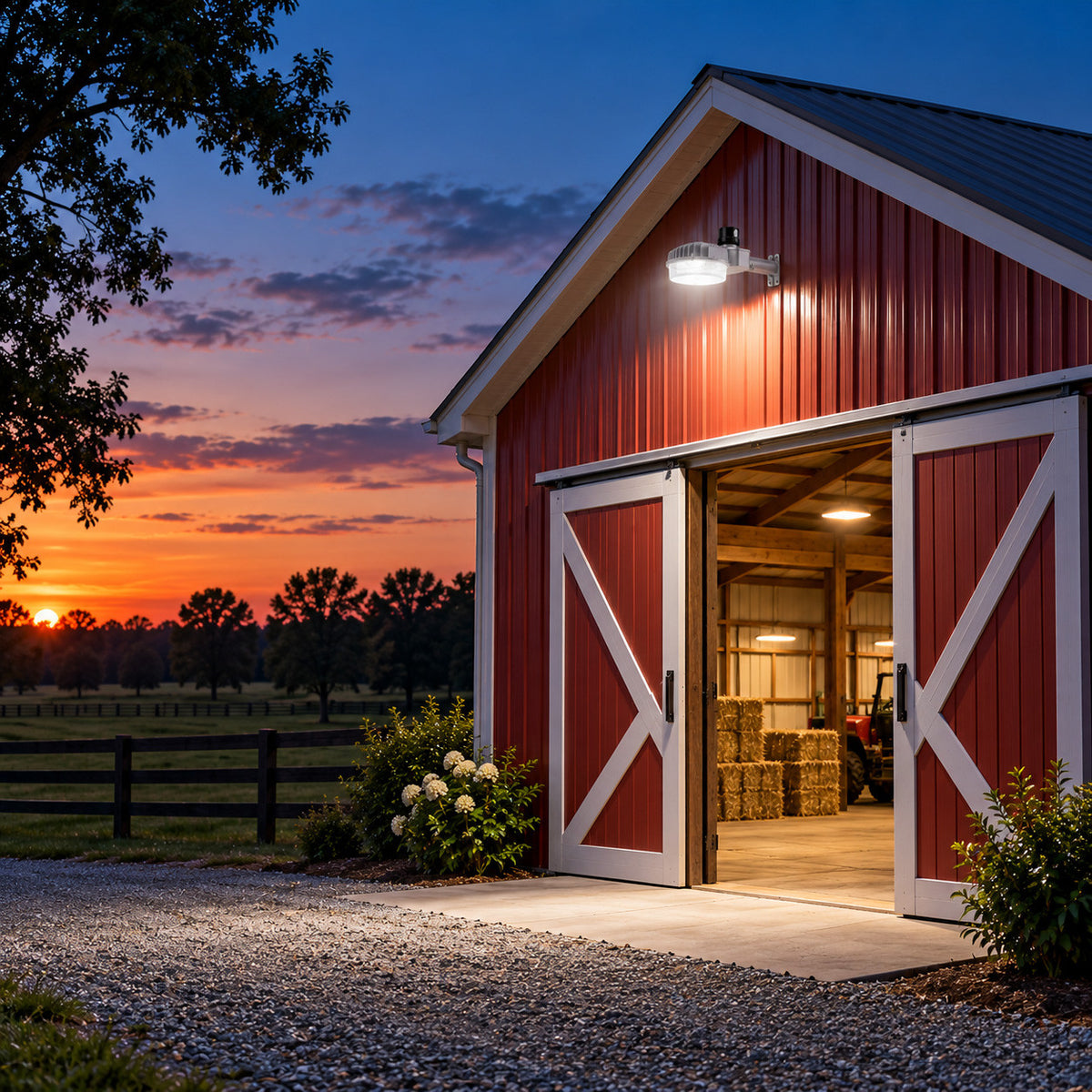 80 Watt LED Dusk To Dawn Light With Photocell - 11200 Max Lumens - Color Selectable 30K/40K/50K - 120-277V - Silver Finish - Includes Arm/Wall Mount