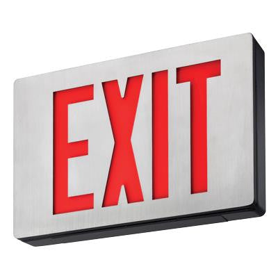Signature die-cast aluminum exits with LED lamps,Panel Face,White,Single face,Red,Emergency,Sealed, maintenance free nickel-cadmium battery,Housing and electronics, less custom panel, for LE custom signage