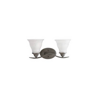 Trinity Collection Two-Light Antique Bronze Etched Glass Traditional Bath Vanity Light - Damp Location Listed
