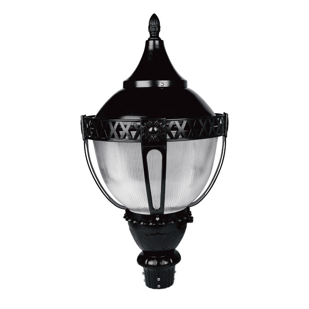 LED Designer Post Top Light - Small - Selectable 100/80/60 Watt - 11000 Max Lumens - Color Selectable 30K/40K/50K - 120-277V - Black - Fits Up to 3 Inch Pole Top