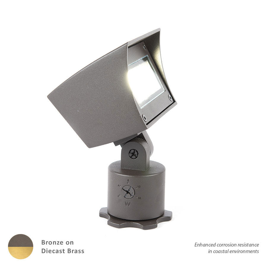 LED 120V Flood Light Adjustable Output 3000K Soft White in Bronzed Solid Brass