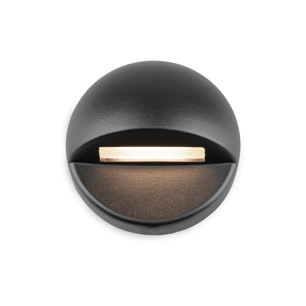 LED 12V Round Deck and Patio Light 2700K Warm White in Black