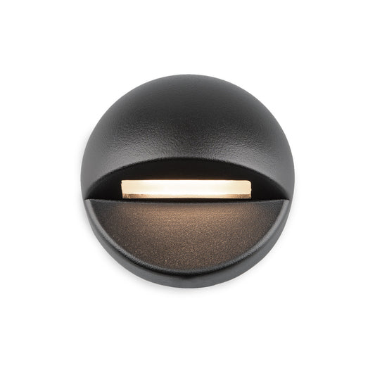 LED 12V Round Deck and Patio Light 3000K Soft White in Black