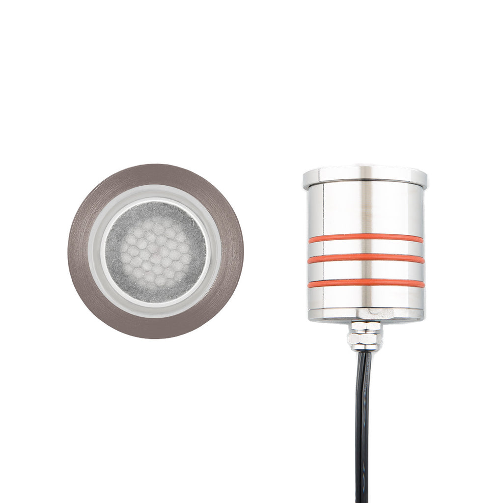 2in. Inground LED 12V Slim Round Indicator Light with Honeycomb Louver in Bronzed Stainless Steel