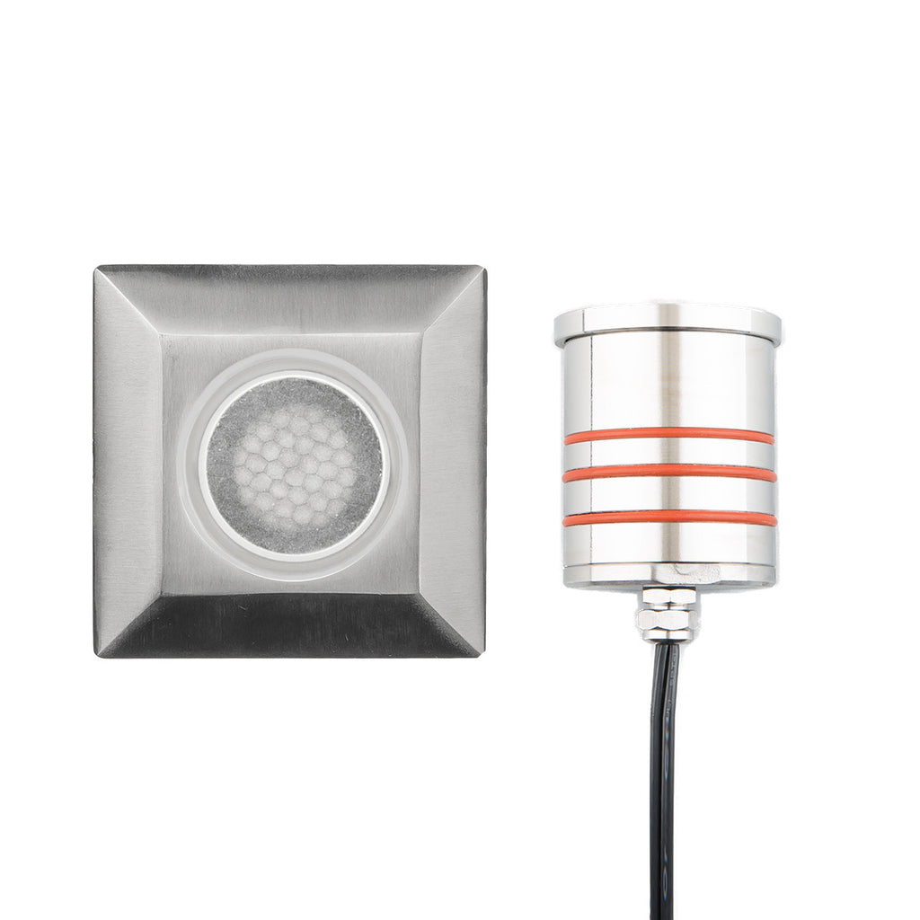 2in. Inground LED 12V Square Indicator Light with Honeycomb Louver in Stainless Steel