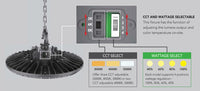 UFO LED High Bay Light - Multi Watt Max 210W - 30000 Lumens - 4000/5000K - 120-277V - Black Finish - Motion Sensor