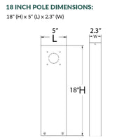6 Watt Square LED Path Lights With Bronze Finish - 5000K Daylight - With 1 Sided 18 Inch Post - 650 Lumens - 120-277V