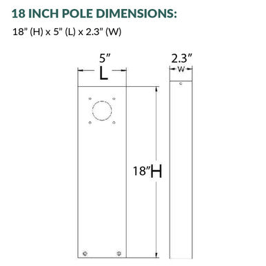 6 Watt Square LED Path Lights With Bronze Finish - 5000K Daylight - With 1 Sided 18 Inch Post - 650 Lumens - 120-277V