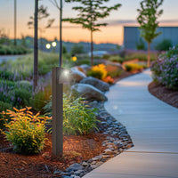 6 Watt Square LED Path Lights With Bronze Finish - 5000K Daylight - With 1 Sided 18 Inch Post - 650 Lumens - 120-277V
