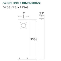 6 Watt Square LED Path Lights With Bronze Finish - 5000K Daylight - With 1 Sided 36 Inch Post - 650 Lumens - 120-277V