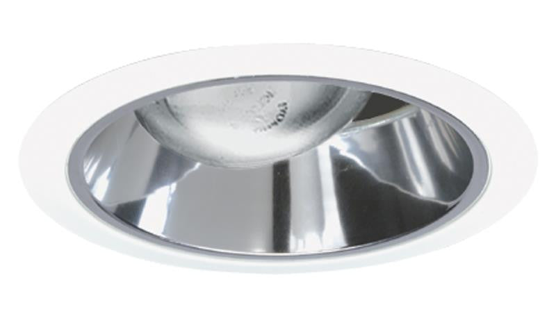 Juno 6IN Adjustable Tapered Cone Trim, Clear Alzak, White Trim Ring - 267 CWH