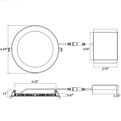 6 Inch Edge Lit LED Downlight - 12 Watt - 920 Lumens - Color Tunable 27/30/35/40/50K