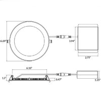 6 Inch Edge Lit LED Downlight - 12 Watt - 920 Lumens - Color Tunable 27/30/35/40/50K