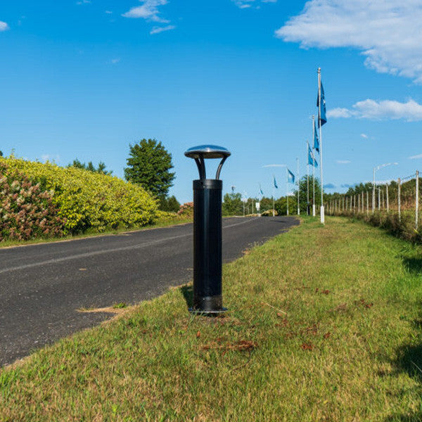 LED Solar Bollard Lights with Remote - Height 20IN - 3 Watt - 390 Lumens - 4000K Cool White - Anchor Bolts & Plate Included - Bronze Finish
