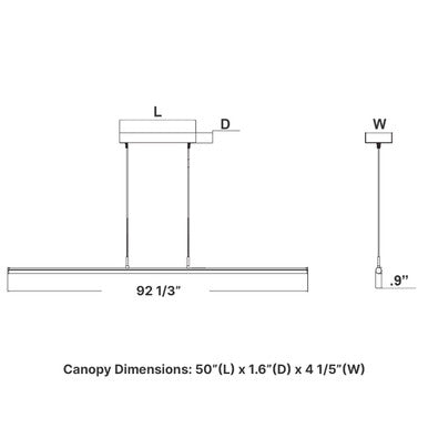 Decorative Linear LED Tube Light - 8 Foot - Multi Watt Selectable 40/50/60 Watts - Color Temperature Selectable 30K/35K/40K - Black Finish - 120-277V