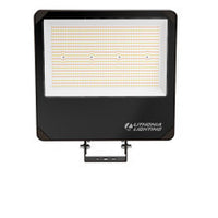 LED Flood Light, Adjustable Light Output, Switchable CCT- 3000K, 4000K, 5000K, 120-277V, Yoke & Slipfitter, Bronze Finish