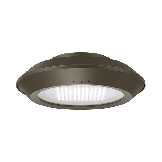 Round Commercial LED Area Light - Multi Watt 18W/30W/45W/60W - Color Selectable 30K/40K/50K - 120-277V - Bronze Finish - Type 5 Lens - Pipe Mount with 3/4in. Hub