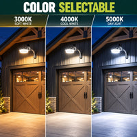 80 Watt LED Dusk To Dawn Light With Photocell - 11200 Max Lumens - Color Selectable 30K/40K/50K - 120-277V - Silver Finish - Includes Arm/Wall Mount