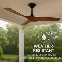 52 Inch Bronze & Walnut Finish 3-Blade Ceiling Fan - 120V - Remote Control Included