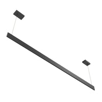 Architectural Slim Pendant Light - Multiwatt 40W/46W/52W/60W - Max 5400 Lumens - 8 Foot - Black Finish - Color Tunable 27K/30K/35K/40K/50K - Aperture Optics - Suspension Cable Mount - 120-277V