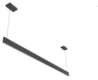 Architectural Slim Pendant Light - Multiwatt 40W/46W/52W/60W - Max 5400 Lumens - 8 Foot - Black Finish - Color Tunable 27K/30K/35K/40K/50K - Frosted Lens - Suspension Cable Mount - 120-277V