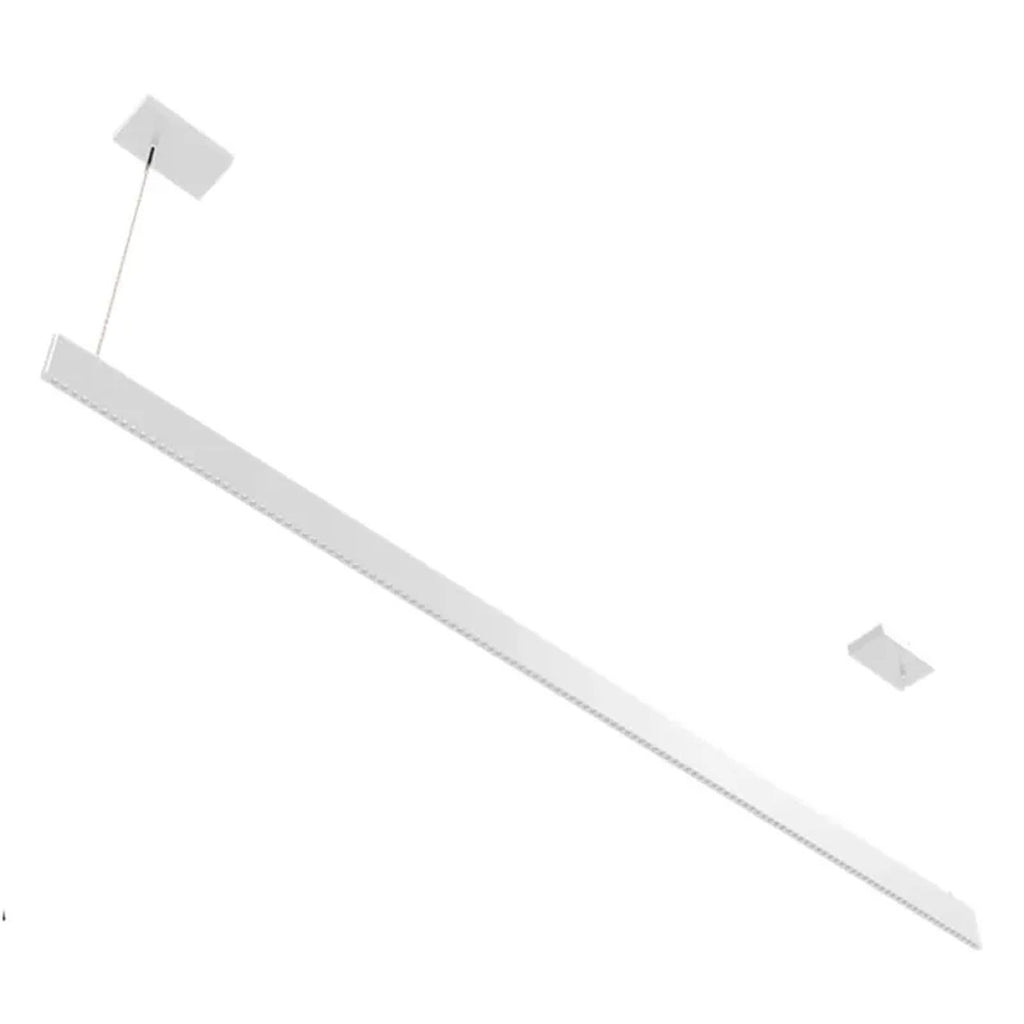 Architectural Slim Pendant Light - Multiwatt 40W/46W/52W/60W - Max 5400 Lumens - 8 Foot - White Finish - Color Tunable 27K/30K/35K/40K/50K - Aperture Optics - Suspension Cable Mount - 120-277V