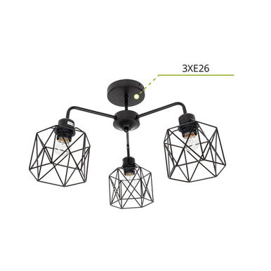 ASD Chandelier ATTIC NOVA 3xE26 120V Black ETL