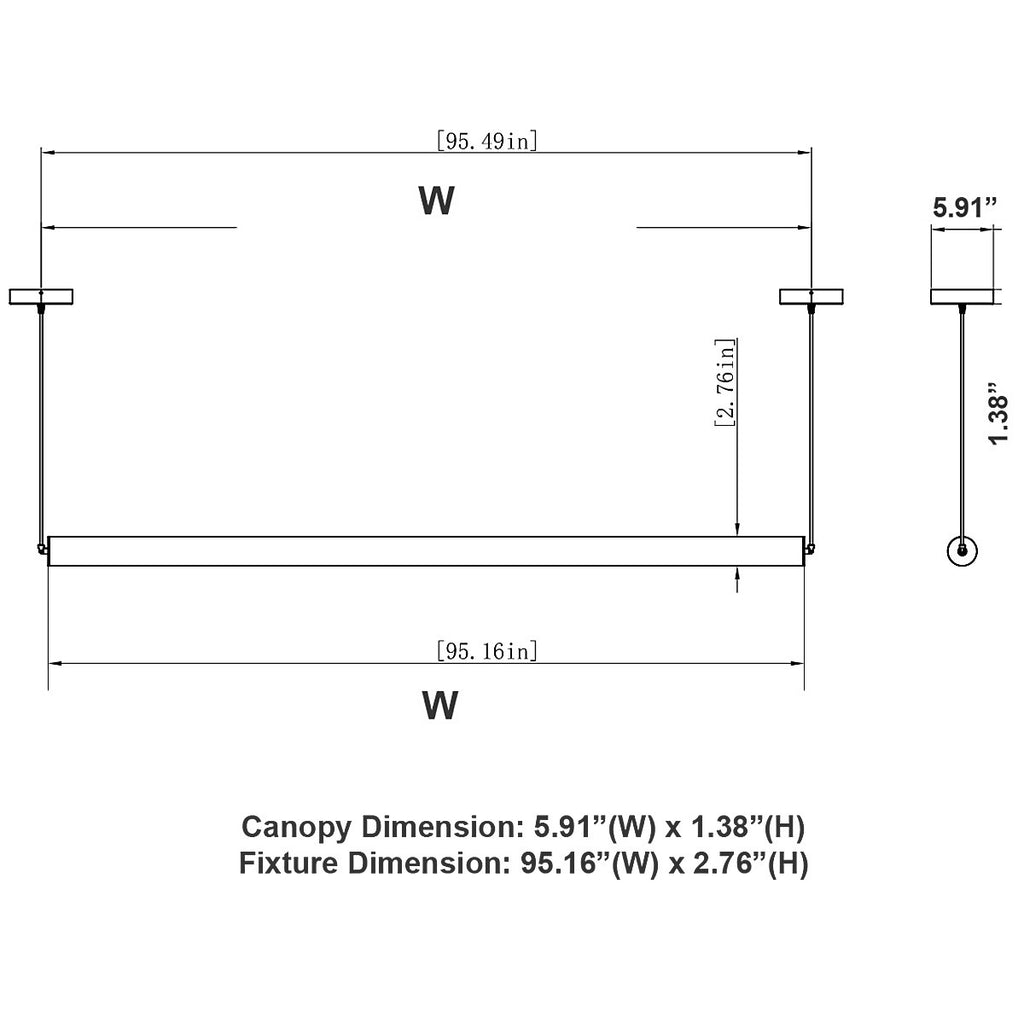Decorative Linear 360 Degree LED Tube Light - 8 Foot - Multi Watt Selectable 66/70/74/78  Watts - Color Temperature Selectable 27K/30K/35K/40K/50K - White Finish - 120-277V
