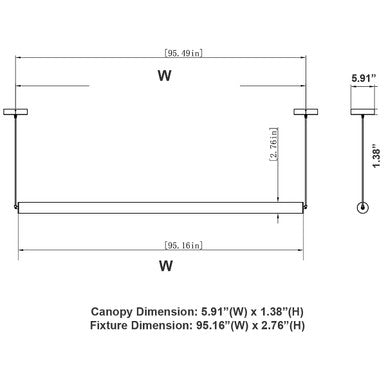 Decorative Linear 360 Degree LED Tube Light - 8 Foot - Multi Watt Selectable 66/70/74/78  Watts - Color Temperature Selectable 27K/30K/35K/40K/50K - White Finish - 120-277V