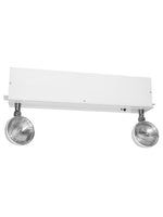 Emergency light with 6 V, 50 W, lead calcium battery, 20 gauge steel white housing 2 lamp heads,