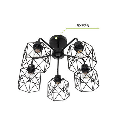 ASD Ceiling Fixture ATTIC LITE 6xE26 120V Black ETL