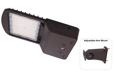 Multiwatt LED Parking Lot Area Light -  100/80/60 Watts - Adjustable Pole Mount - 14000 Lumens - 5000K Daylight - Type 5 Lens - 120-277V - Bronze Finish