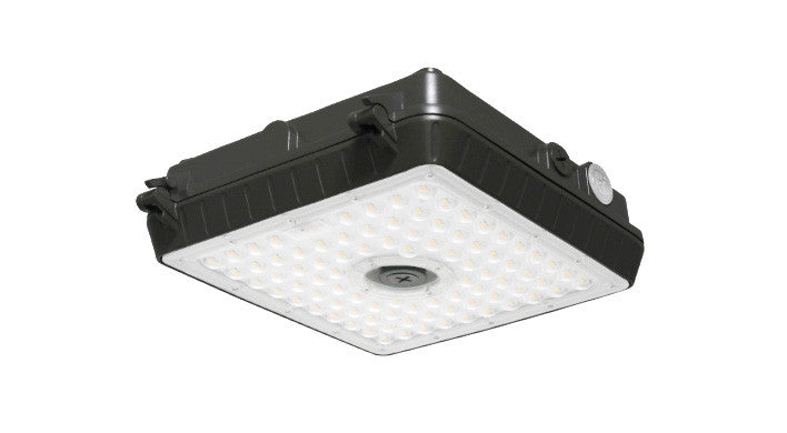 ASD LED Low-Profile Canopy with Q-base 45W 120-277V 0-10V Dimmable 140Lm/W 3000/4000/5000K with Battery Back-up 8W Black UL DLC Premium