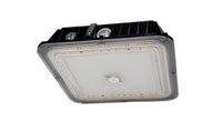 ASD LED Edge-Lit Canopy with Q-base 50/70/80W 120-277V 0-10V Dimmable 140Lm/W 3000/4000/5000K with Battery Back-up 8W Black UL DLC Premium