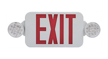 ASD LED Exit Sign 2,2W with two round emergency lights 2,4W with 90-Minute Battery Backup 2,5W 120-277V Red/White UL