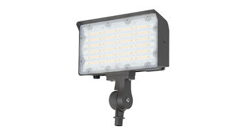 ASD LED Floodlight 30/55/80W 120-277V 0-10V Dimmable 150Lm/W 3000/4000/5000K Photocell with Arm Bracket and 3ft cord Black UL DLC Premium