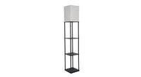 ASD Traditional Floor Lamp with three square shelves 120V E26 with LED bulb 9W 3CCT Pull chain 62inch Black frame Natural shade ETL